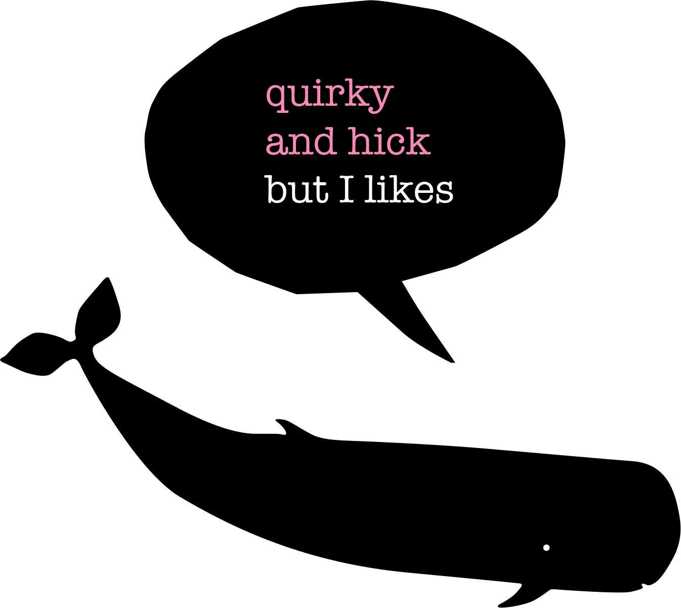 whale silhouette with speech bubble